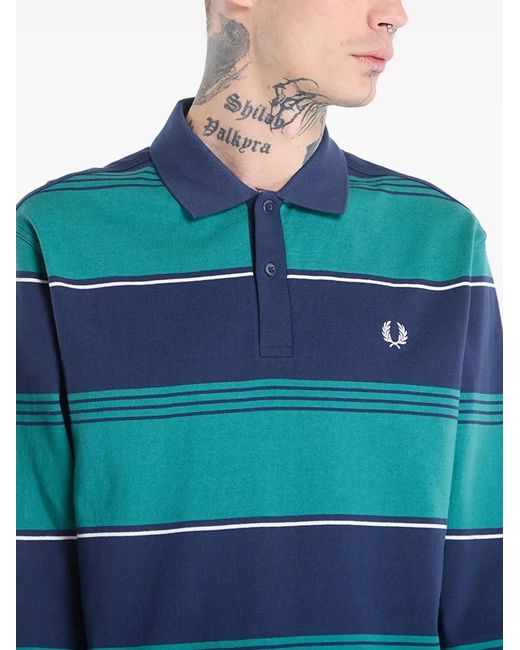 Fred Perry Blue Striped Polo Shirt for men