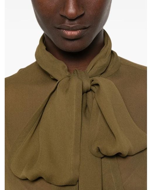 Saint Laurent Natural Long-Sleeves Blouse