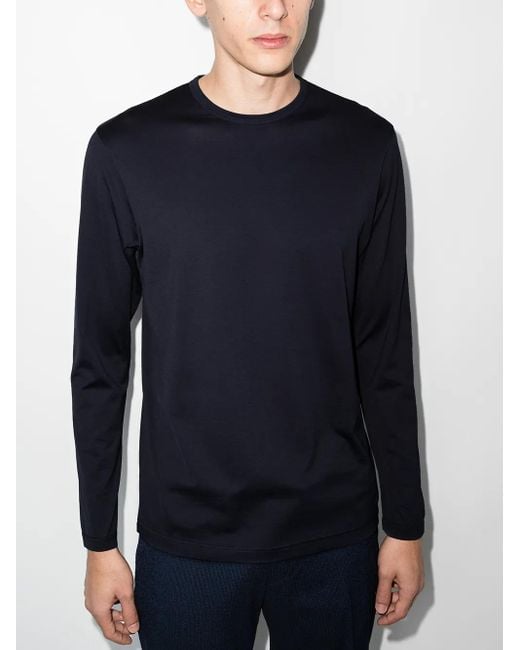 Sunspel Blue Long-Sleeve T-Shirt for men