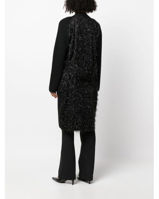 Fabiana Filippi Black Bouclé-detailing Knitted Cardi-coat