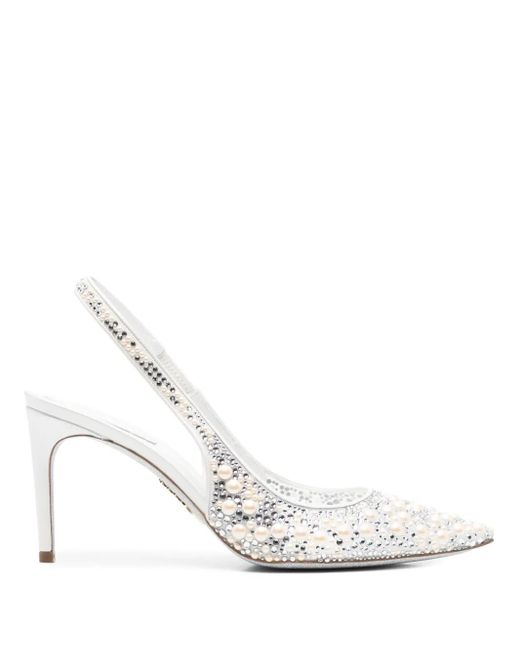 Rene Caovilla White 80Mm Pearl-Embellished Pumps