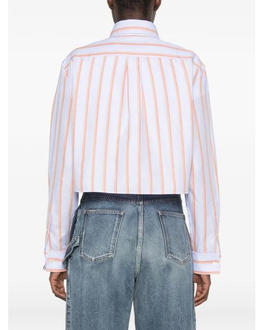 J.W. Anderson White Striped Cropped Shirt