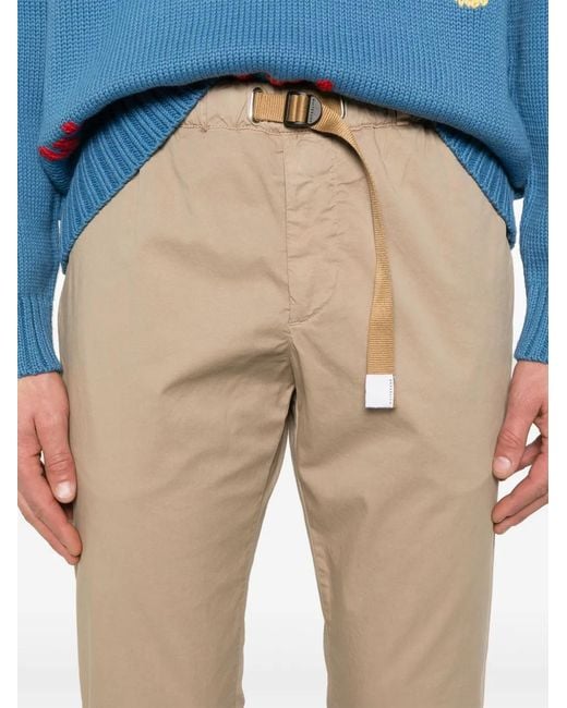 White Sand Natural Belted Chino Trousers for men