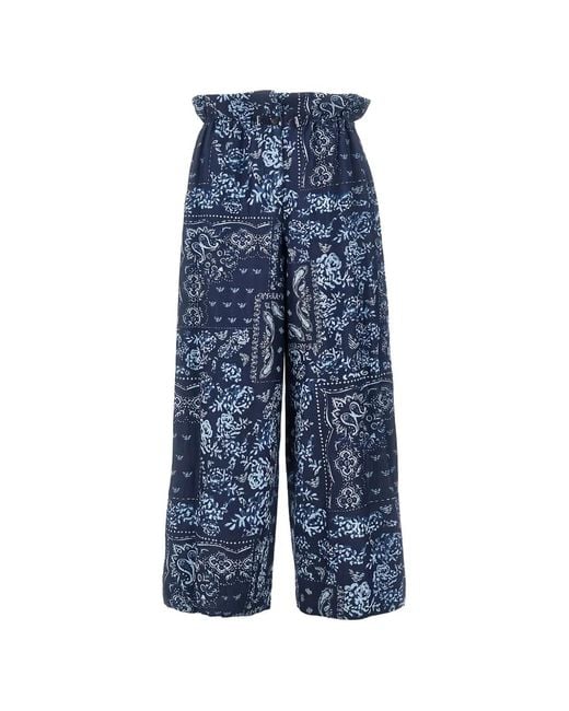 Emporio Armani Blue Pantalon À Motif Cachemire