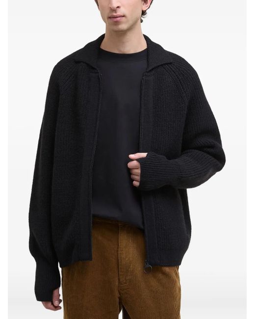 Barbour Black Zip Knitted Cardigan for men