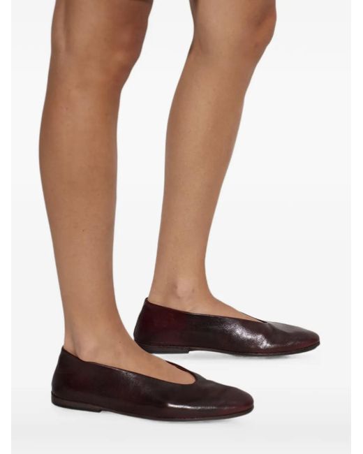 Marsèll White Scivolo Leather Ballet Flats