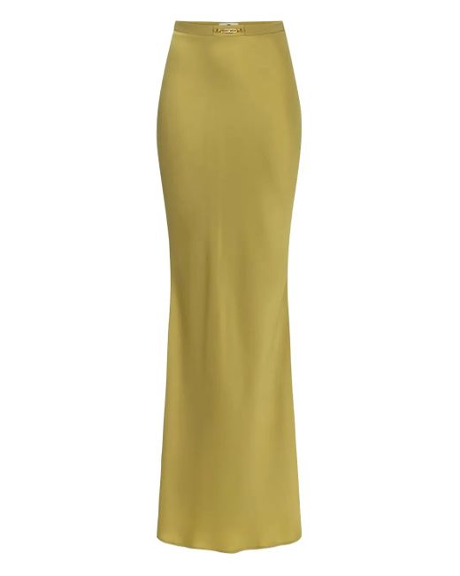 Elisabetta Franchi Green Logo-Detail Maxi Skirt