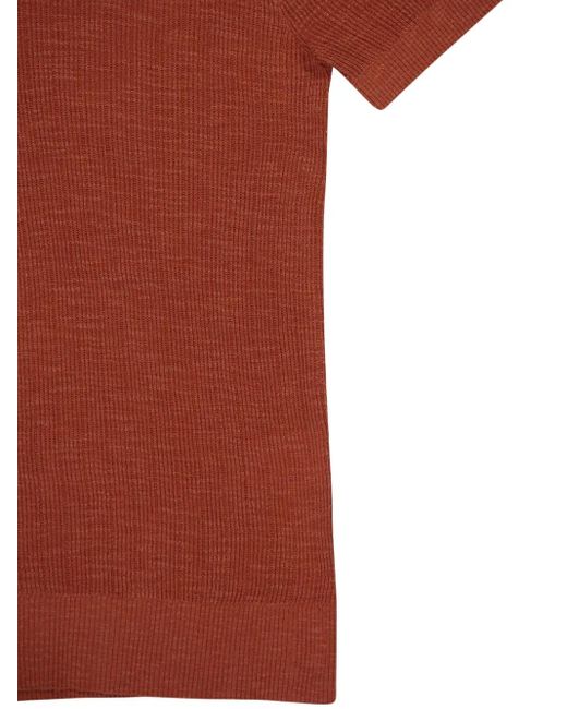 Frescobol Carioca Joaquim Geribbeld T-Shirt Met V-Hals in het Red voor heren