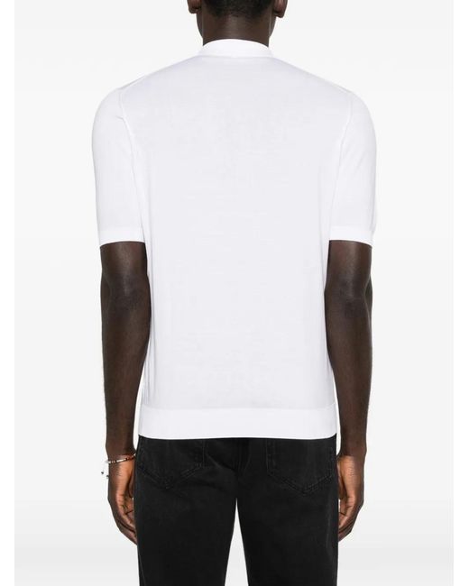 Fedeli White Button-Fastening Polo Shirt for men