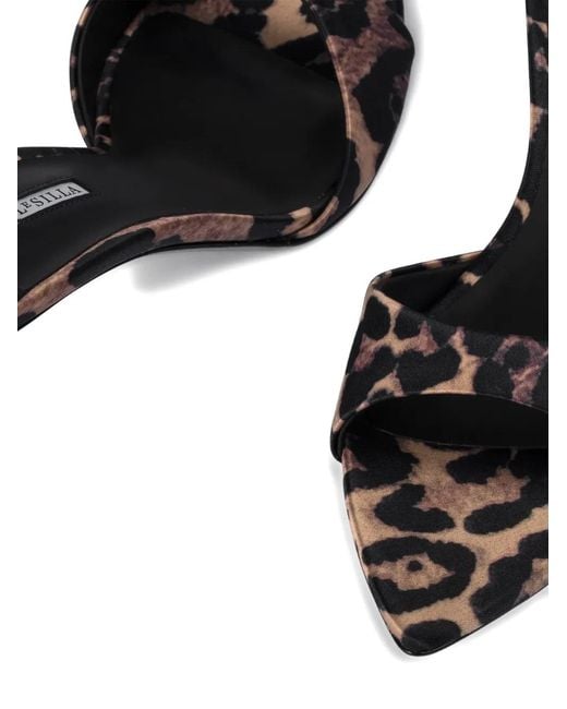 Le Silla Black Bella Leopard-Print Sandals