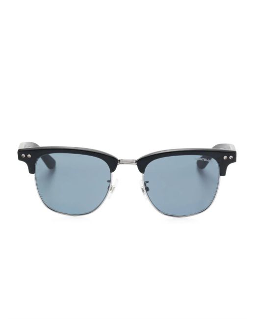 Montblanc Blue Square-Frame Sunglasses