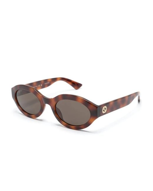 Gucci Brown Oval-Frame Sunglasses