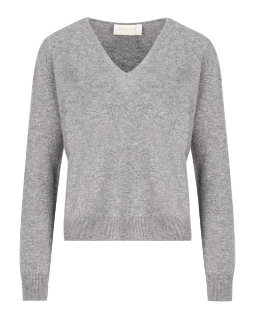 Vanisé Gray V-Neck Cashmere Sweater