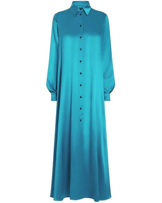 Dolce & Gabbana Blue Satined Shirt Dress