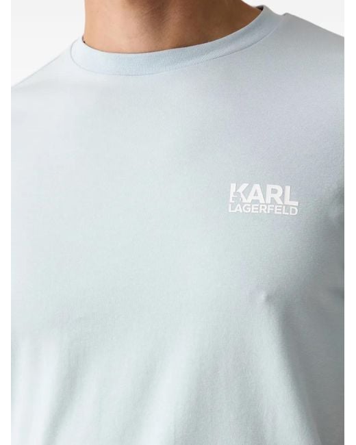 Karl Lagerfeld Blue Logo-Print Crew-Neck T-Shirt for men