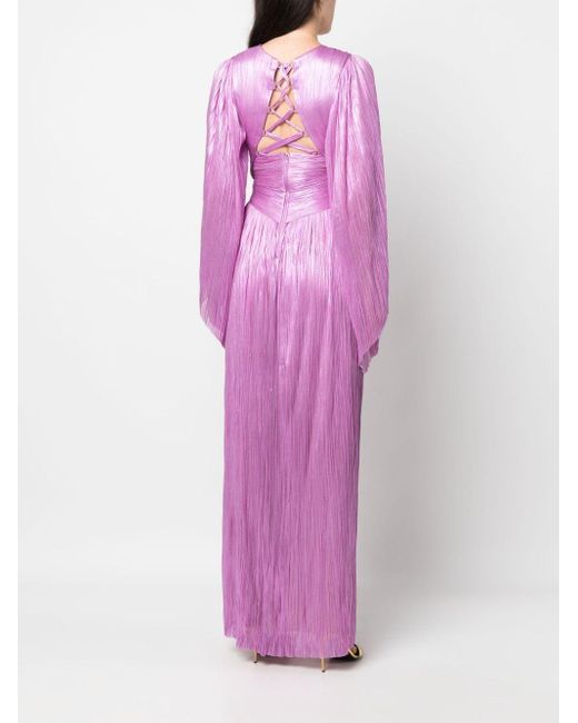 Maria Lucia Hohan Purple Pleated Silk Maxi Dress