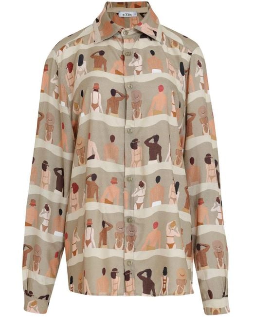 Amir Slama Natural Graphic-Print Shirt