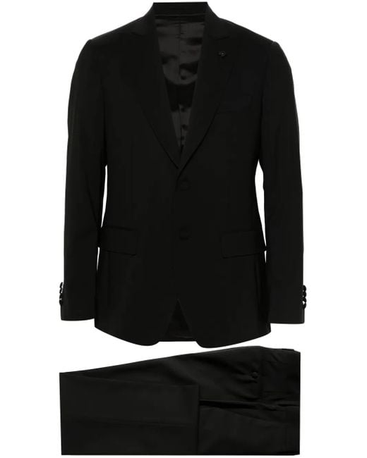 Lardini Black Single-Breasted Wool-Blend Suit for men