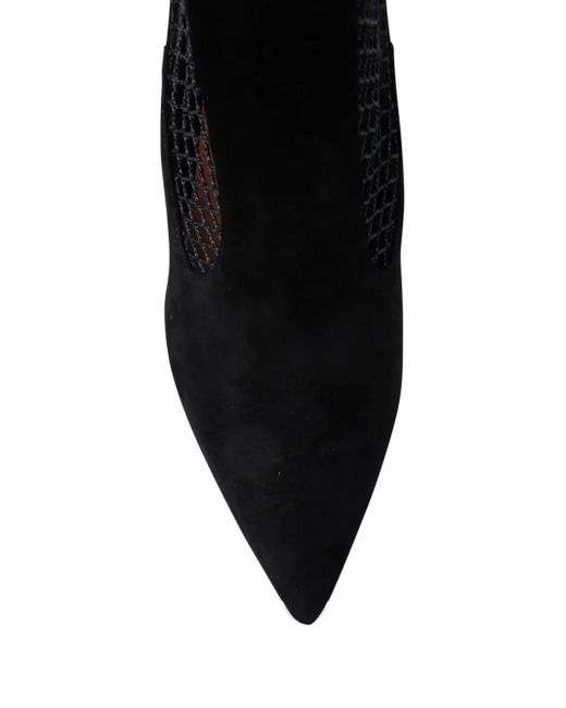 Aquazzura Black 85Mm Mesh-Insert Suede Pumps