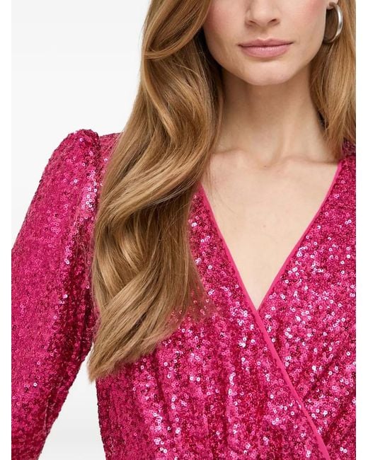 Morgan Pink Sequined V-Neck Mini Dress