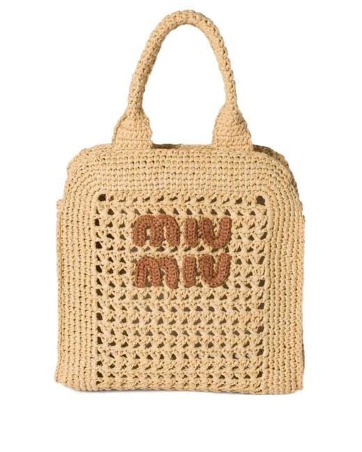 Miu Miu Natural Gehäkelter Shopper