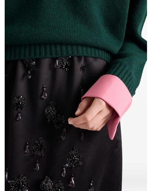 Prada Green Wool And Cashmere Crew-Neck Sweater