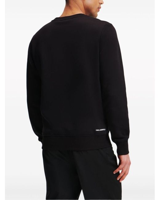 Karl Lagerfeld Black Circle-logo Organic-cotton Sweatshirt for men