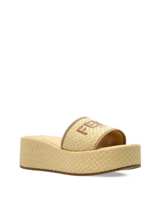 Fendi Natural 60Mm Platform Slides