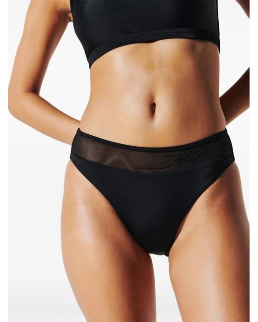 Bas De Bikini À Logo Brodé Karl Lagerfeld en coloris Black