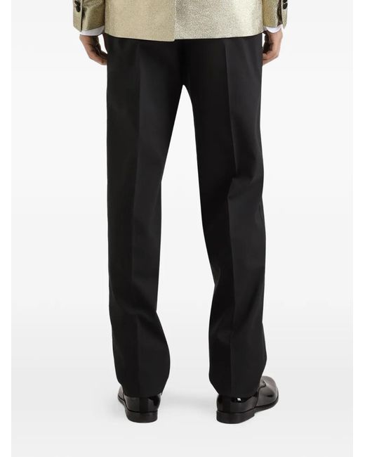 Dolce & Gabbana Black Stretch Wool Tuxedo Pants for men