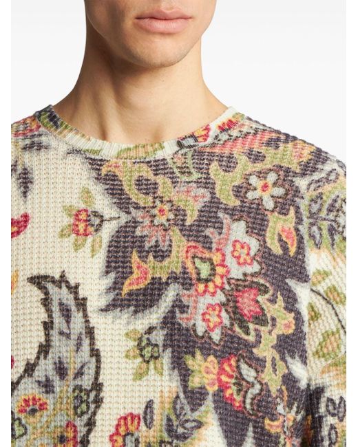 Maglione con stampa paisley di Etro in Natural da Uomo