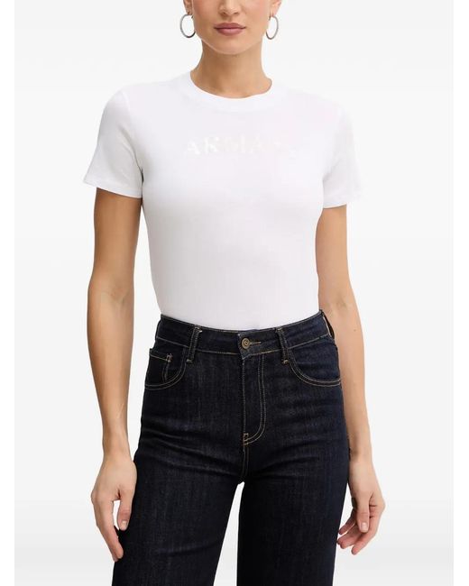 ARMANI EXCHANGE White Logo-Print Cotton T-Shirt