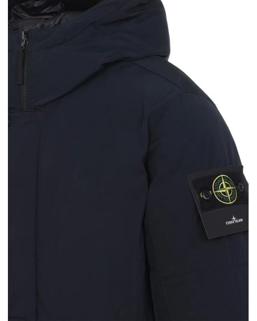 Stone Island Blue Micro-Twill Primaloft Coat for men