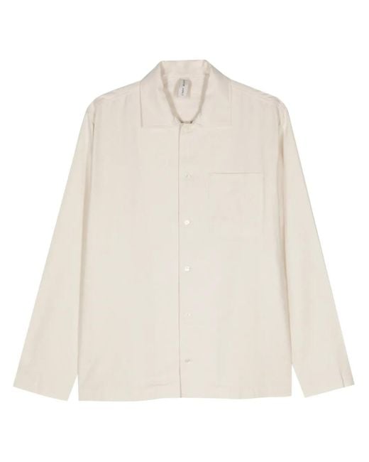 Another Aspect White Cutaway-Collar Raw-Silk Shirt for men