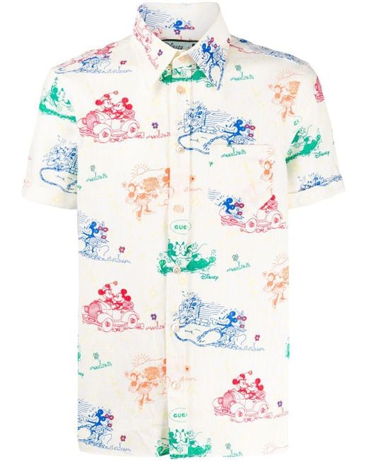 Gucci Multicolor X Disney Mickey And Minnie Print Shirt for men