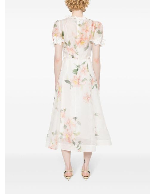 Zimmermann White Floral-appliqué Dress