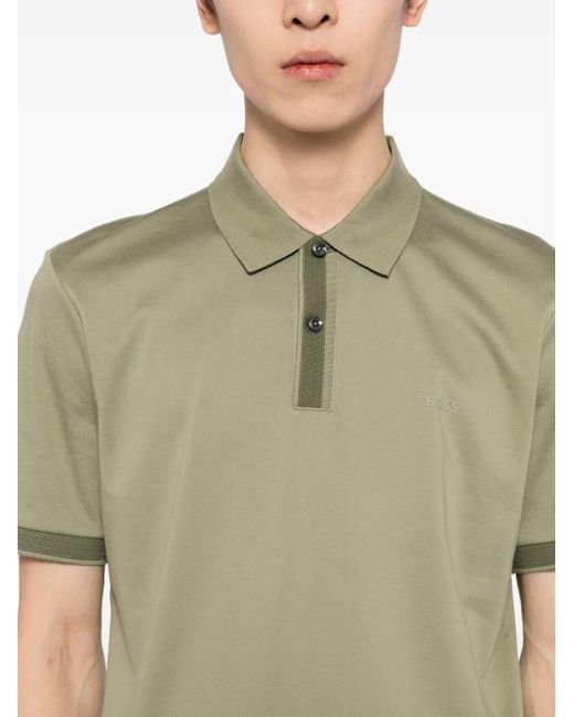 Polo Con Applicazione Logo di Boss in Green da Uomo