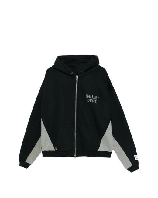 GALLERY DEPT. Black Contrast-Panel Zip Hoodie