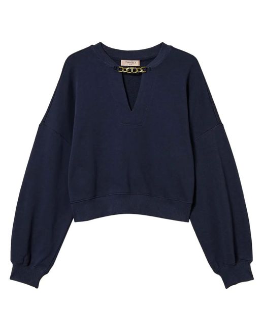 Twinset Blue Oval T-Chain Sweatshirt