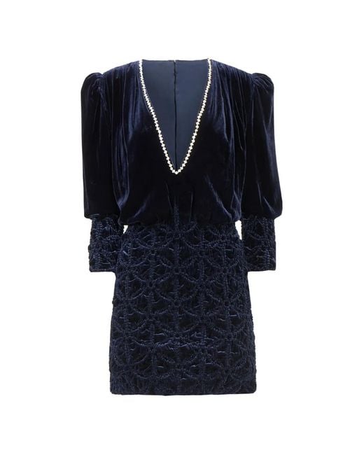 Costarellos Blue Astara Crystal-Embellished Velvet Mini Dress