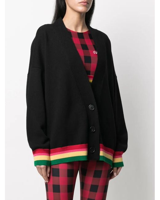 Palm Angels Black Miami Logo V-Neck Cardigan