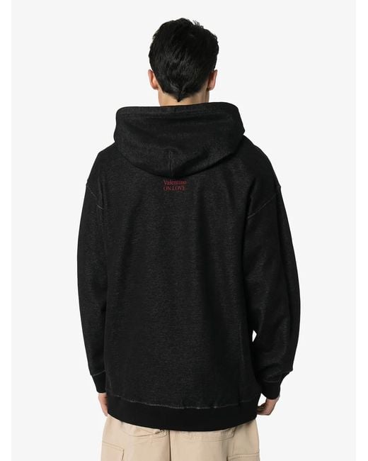 Valentino Garavani Black Moon Print Oversized Hoodie for men