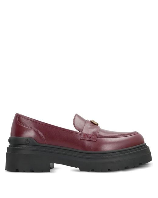 Pinko Purple Mia Leather Platform Loafers