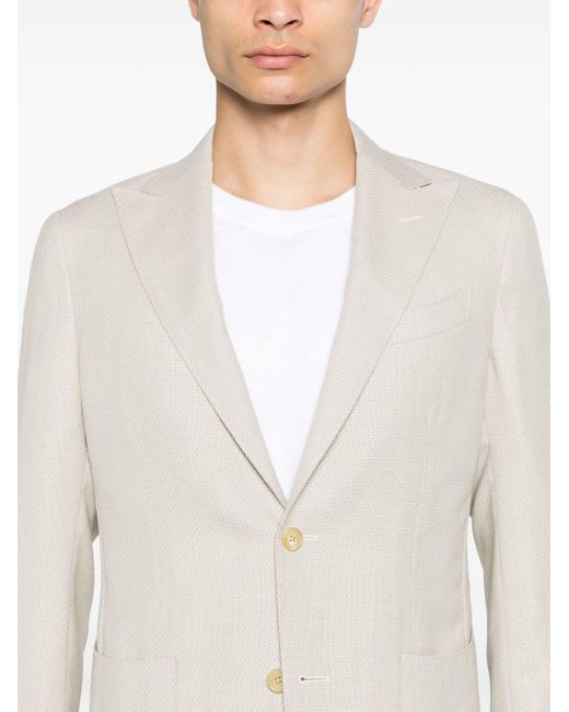 Peak-lapels single-breasted blazer Corneliani pour homme en coloris White