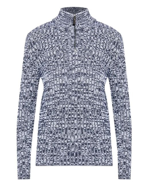 Tod's Blue Half-Zip Textured Wool Sweater for men
