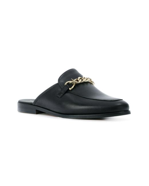 Tommy Hilfiger Gold Chain Loafers in Black | Lyst
