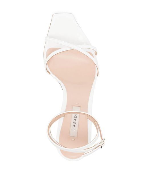 Casadei White Superblade Jolly 100mm Leather Sandals