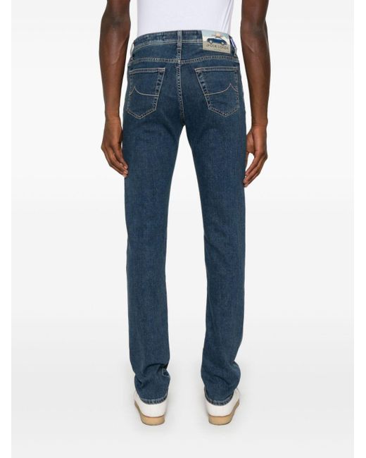 Jacob Cohen Blue Cashmere-Blend Slim Denim Jeans for men