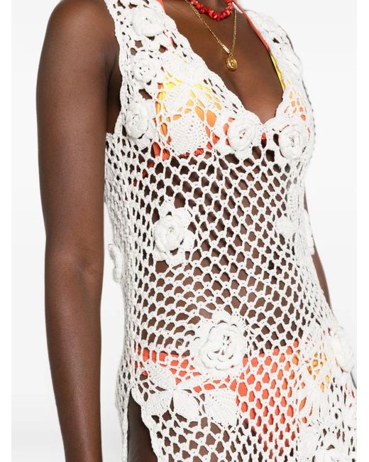 Ganni White Floral-Appliqué Maxi Dress