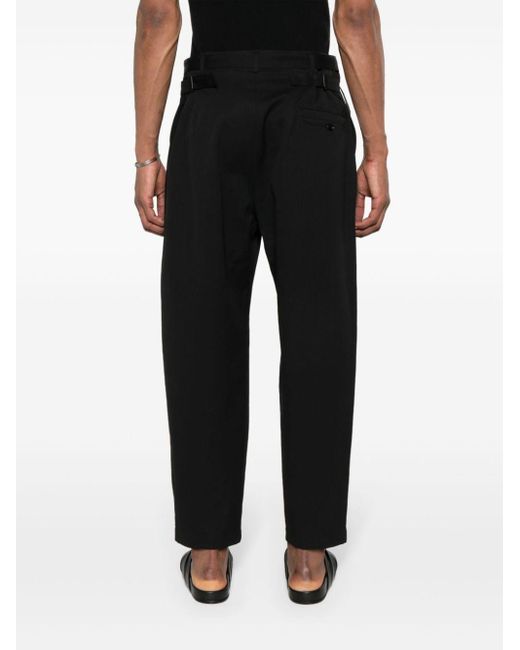 Lemaire Black Strap-Detail Tapered Trousers for men